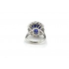 10.69 Ct Blue Sapphire and Diamond Engagement Ring, 18K White Gold